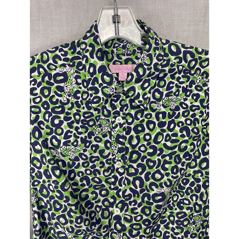 LILLY PULITZER Top Thrill of the Chase Leopard Long Sleeve Shirt Women’s Size 0